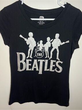 The Beatles Black Tee with Silver Graphic M
